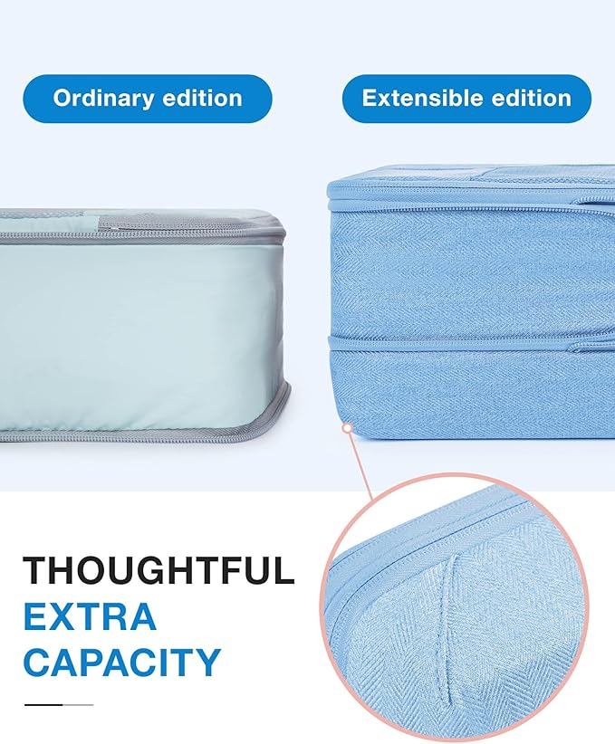 BAGSMART Compression Packing Cubes for Travel, 6 Set Packing Cubes for Carry on Suitcases, Compression Travel Cubes & Suitcas