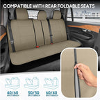 BDK PolyPro Car Seat Covers Full Set in Solid Beige, Front and Rear Split Bench Seat Covers for Cars, Easy to Install Car Sea