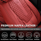 Coverado Car Seat Covers Front Seats, Luxury Faux Leather Red Seat Covers for Cars Waterproof Seat Covers with Lumbar Support