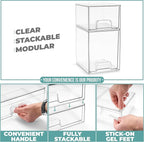 Sorbus Acrylic Storage Containers - 2 Pack, Stackable Storage Bins Set for Bathroom Organization - Clear Acrylic Drawer Organ