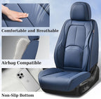 Coverado Car Seat Covers Full Set, Blue Car Seat Cover, Nappa Leather Seat Covers for Cars, Waterproof Car Seat Protector wit