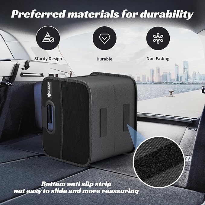 Sposuit Trunk Organizer for Car - Collapsible Split Trunk Storage with Reinforced Handles, SUV Trunk Organizers for Grocery