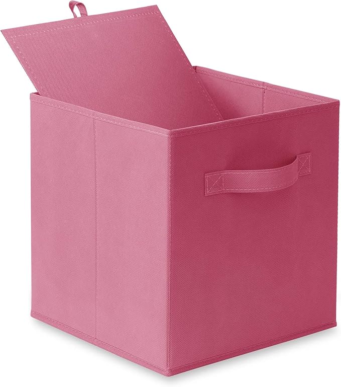 Casafield Set of 6 Collapsible Fabric Cube Storage Bins, Hot Pink - 11" Foldable Cloth Baskets for Shelves, Cubby Organizers 