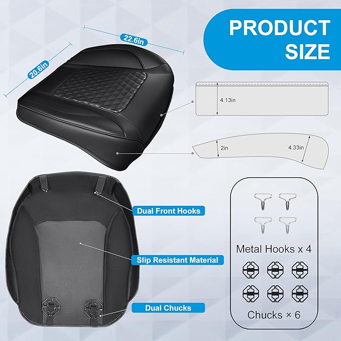 CAR PASS 2 Pack Leather Bottom Car Seat Covers Front Seat Cushion Cover, Anti-Slip and Wrap Around The Bottom, Car Seat Prote