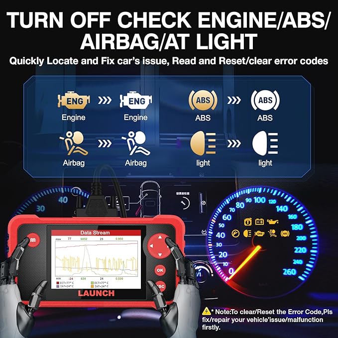 LAUNCH CRP123 V2.0 OBD2 Scanner-2026 New Model Engine/ABS/SRS/Transmission Diagnostic Scan Tool SRS Airbag Code Reader,3 Reset