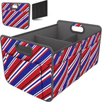 Homeve Trunk Organizer, Car Storage, Reinforced Handles, Collapsible Multi-Compartment, Foldable, Waterproof, Sturdy, 600D Oxford Polyester For Car, SUV, Mini-Van, Red Blue Twill, 2 Compart