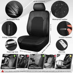 CAR PASS Leather and 3D Air Mesh Universal Fit Car Seat Covers, for Sedans,Trucks,Suvs,Airbag Compatible,Zipper Design and Re
