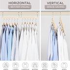 MORALVE Space Saving Hangers for Closet – 4 Pack European Beechwood 6-Tier Shirt Organizer with 360° Swivel Hook – Collapsibl