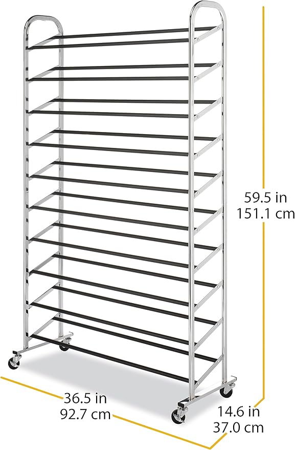 Whitmor 10 Tier Shoe Tower, 50 Pair, Chrome