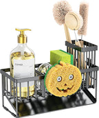 Cisily Kitchen Sink Caddy Organzier with High Brush Holder, Sponge Holder for Sink, 304 Rustproof Stainless, Kitchen Countert