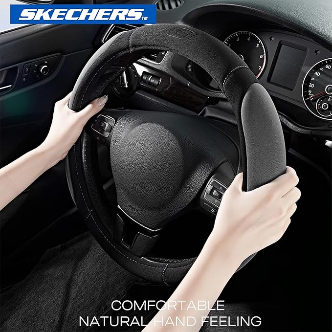 Skechers Steering Wheel Cover,14.5-15 Inch Universal Memory Foam Car Steering Wheel Covers Breathable Anti-Slip Steering Whee