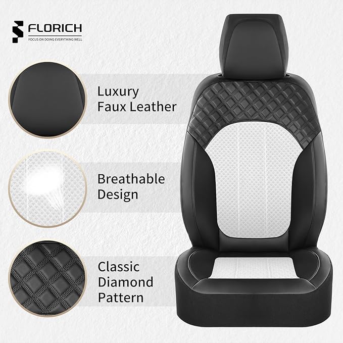 FLORICH Automotive Car Seat Cover Full Set Air Mesh Leather Car Seat Covers 5 Seats Car Protector Cushion Cars Interior Acces