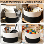 90L Extra Large Blanket Basket,Rope Woven Storage Basket with Handles, Laundry Hamper for Toys, Clothes, Pillows & Towels, Pe