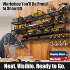 XLarge 64''W Power Tool Organizer Wall Mount | Modular&Corner-Fit 820lbs Garage Storage Rack with 8 Cordless Drill Holder | 4