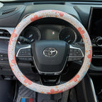 Retro Floral Daisy Colorful Flowers Car Leather Steering Wheel Cover - 15-inch Universal Microfiber- Soft & Breathable & Sili