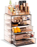 Sorbus Acrylic Makeup Organizer Set, 6-Drawer Vanity & Countertop Cosmetic Storage with Small & Wide Compartments, Bronze Glo