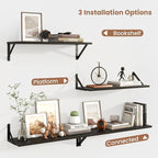 Axeman Black Floating Shelves for Wall | 24 Inch Floating Shelves Set of 2 | 24W x 8D Rustic Wood Shelves for Bathroom Kitche