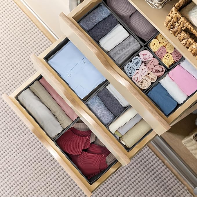 Kootek 16 Pack Drawer Organizer Clothes, Dresser Drawer Organizers for Clothing Fabric Foldable Closet Organizers and Storage