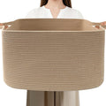 96L Large Blanket Basket,24"x16"x15"Rectangle Storage Bin with Handles,Woven Rope Laundry Basket for Toys, Clothes,Magazines,