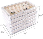 Frebeauty Extra Large Acrylic Jewelry Box for Women Girls 5 Layers Clear Velvet Earring Organizer with 5 Drawers Rings Displa
