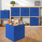 Casafield Set of 6 Collapsible Fabric Cube Storage Bins, Royal Blue - 13" Foldable Cloth Baskets for Shelves, Cubby Organizer