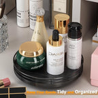 9" Oak Bathroom Vanity Tray Turntable for Perfume Candle, Round Wooden Decorative Tray for Kitchen Sink Countertop Organizer,