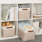 HNZIGE Fabric Storage Baskets for Shelves, Large Collapsible Storage Baskets for Organizing, Decorative Baskets Bins Set with