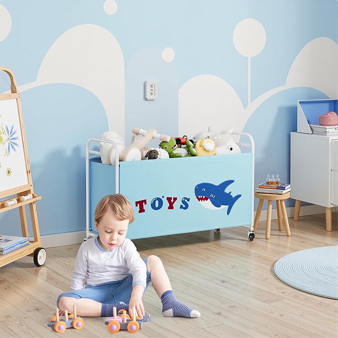 GRANNY SAYS Toy Box for Boys, Large Toy Chest Storage with Wheels, Metal Kids Toy Storage Organizer for Stuffed Animals, 135L