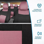 BDK PolyPro Car Seat Covers Full Set in Pink on Black, Front and Rear Split Bench Seat Covers for Cars, Easy to Install Car S