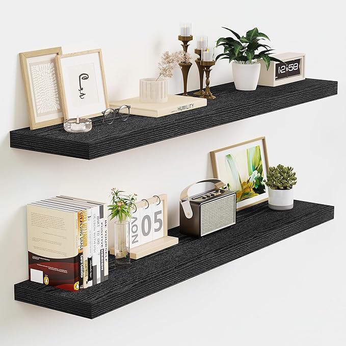 Vivelove 36 Inch Floating Shelves, Deep Wall Shelves with Invisible Brackets, Display Shlf for Bathroom Living Room Kitchen B