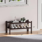 ROMGUAR CRAFT 2 Tier (Thick) Bamboo Shoe Rack for Closet Free Standing Wood Shoe Shelf for Entryway Small Space Stackable 27"