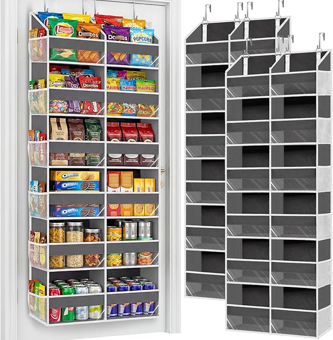 2 Pack Over The Door Organizer 6 Tiers, Extra Large Behind Door Storage of 12 Compartments, 80 lbs Weight Capacity Hanging St