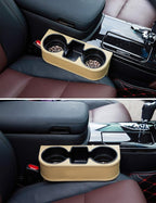 Car Seat Organizer Cup Drink Holders,Multifunctional Gap Filler Storage Box,Insert Organization Helps Reduce Distracted Driving&Holds Phone Mount Mug Bottle Cellphone Coaster Wallet Card (XBD-Beige)