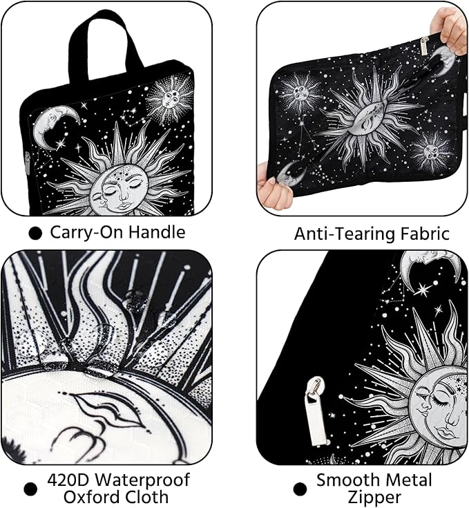 6 Pcs Compression Packing Cubes Waterproof Suitcase Travel Bag Luggage Backpack Organizer Travel Cubes for Packing-Gothic Sty