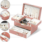 Dajasan Jewelry Organizer Box, Large Jewelry Boxes for Women Girls, Space-Saving 3 Layers Jewelry Storage Case with Drawer, M