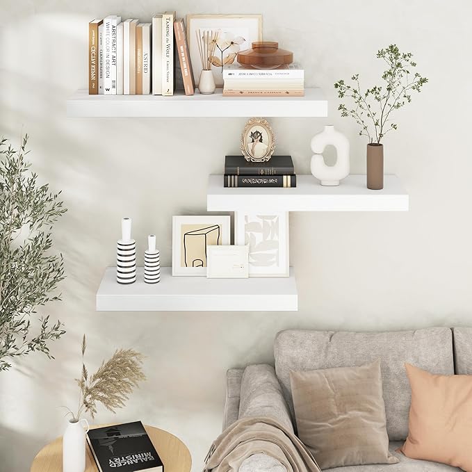 Floating Shelves for Wall, 30" W x 12" D x 2" H, 2 Pack of Long Wall Mounted Engineered Wood Shelves with Invisible Brackets 