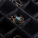 Frebeauty Velvet Jewelry Tray,12 Grid Jewelry Organizer with Clear Lid,Bracelets Holder,Jewelry Display Case with Clasp,Drawe