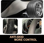 PINCTROT D Shaped Comfy Grip Steering Wheel Cover, Anti-Slip Design, Flat Bottom 14.5-15 Inch(Silicone Black)