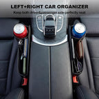 BBTO 2 Pack Car Seat Gap Filler Organizer with Cup Holder, Universal Fit Premium Leather Car Seat Gap Filler Organizer with Card Slots for SUV Truck, Drop-Proof Essentials, Durable and Washable
