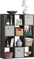 Whitmor 12 Cube Storage Organizer, 4 Tier Stackable Mdf Wood Bookcase, Open Storage Display Bookshelf, Storage Cabinet for Li