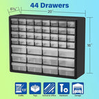 Akro-Mils 06705 TiltView Horizontal Plastic Organizer Storage System Cabinet with 5 Tilt Out Bins & 10144, 44 Drawer Plastic 