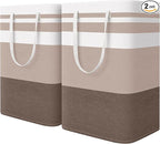 HomeHacks 2-Pack Large Laundry Basket, Waterproof, Freestanding Laundry Hamper, Collapsible Tall Clothes Hamper with Extended