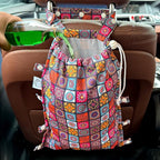 FLOCK THREE Leak-Proof Waterproof Car Trash Bag Foldable Multipurpose Trash bin Container Storage Cute Grocery Organizer Bag for Automotive Front or Back Seat in Cars SUVs and Trucks (Batik)