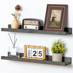 24 Inches Floating Shelves for Wall, Solid Pine Wood Picture Ledge Shelves, Wall Shelves with Lips, Nursery Book Shelves for 