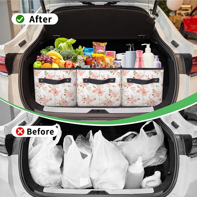 Reusable Grocery Bags Heavy Duty Shopping Bags Foldable Large Tote Bags with Long Handles & Hard Bottom