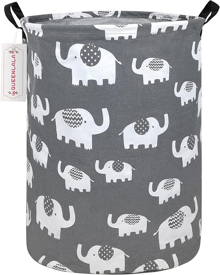 QUEENLALA Large Storage Basket,Laundry Hamper/Bathroom/Home Decor/Collapsible Round Storage Bin,Boys and Girls Hamper/Boxes/C