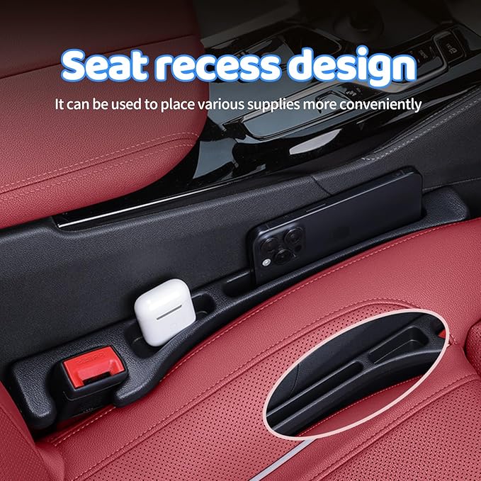Car Seat Gap Filler Organizer, 2 Pack Black - Seat Gap Filler with Storage, Universal Fit Between Seat & Console, Stop Phone Keys Dropping, Car Organizer for SUV Truck, Car Side Gap Plug