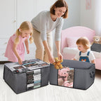 90L Large Blanket Storage Bags, 8 Pack Clothes Storage Bag Comforter Storage Bin with Reinforced Handle and Lid Foldable Clos