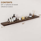 Floating Shelves for Wall Decor, 8 Inch Deep Rustic Solid Elm Wood Floating Shelves Wall Mounted, Wall Shelves with Invisible