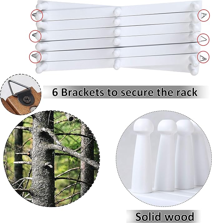 WEBI Accordion Wall Hanger,Expandable Wooden Coat Rack,Accordion Hat Rack for Wall,Accordion Hook Rack for Hats,Caps,20 Peg H